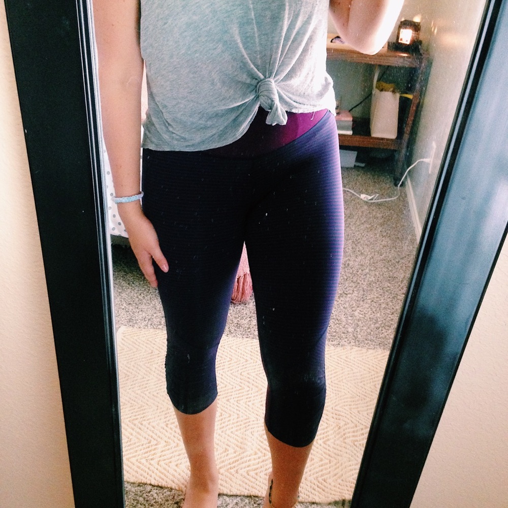 Lululemon Striped Plum and Blue Leggings